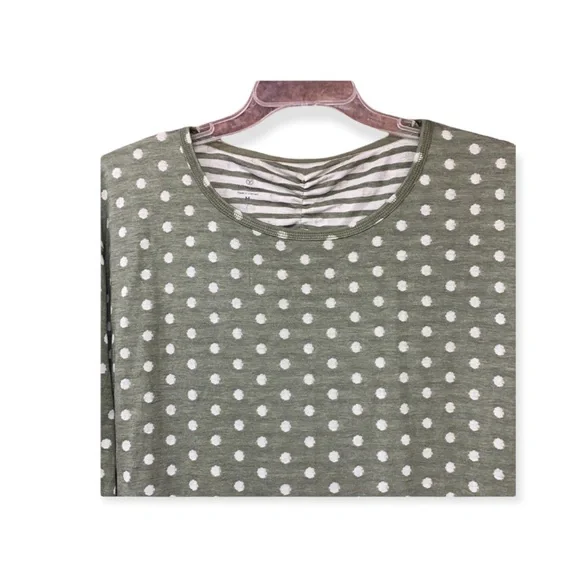 SzM Green/White Cuff Sleeve Top T by Talbots - Picture 3 of 9